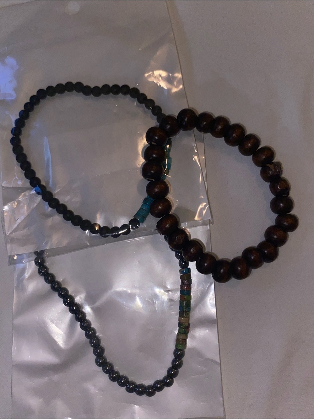 Men's Brown Wood Beaded Bracelet - Unbranded
